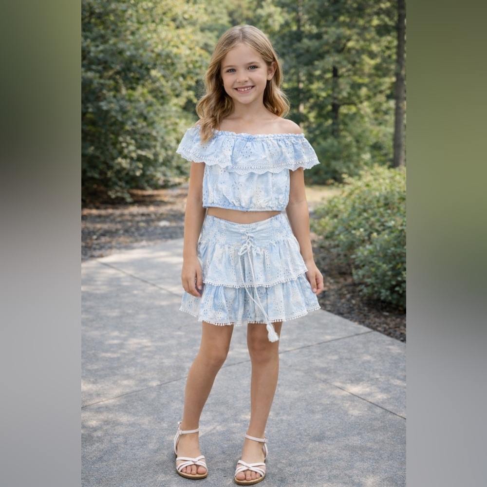 Hannah Banana Light Blue Ruffled Bottoms